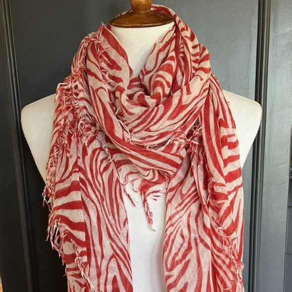 Chan Luu Accessories - Chan Luu Red and Cream Zebra Print Scarf Wrap